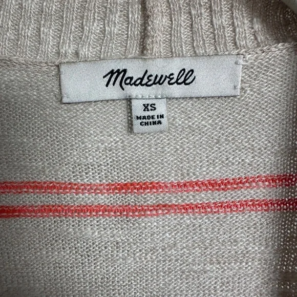 Madewell Tan Cardigan with Pink Stripes - Picture 5 of 6